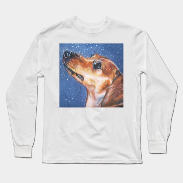 Dachshund Fine Art Painting Long Sleeve T-Shirt by LASHEPARD